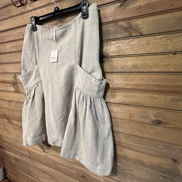 Free People Linen Blend Midi Tweed Skirt Size 10 Side Slouch Pockets - Picture 5 of 13